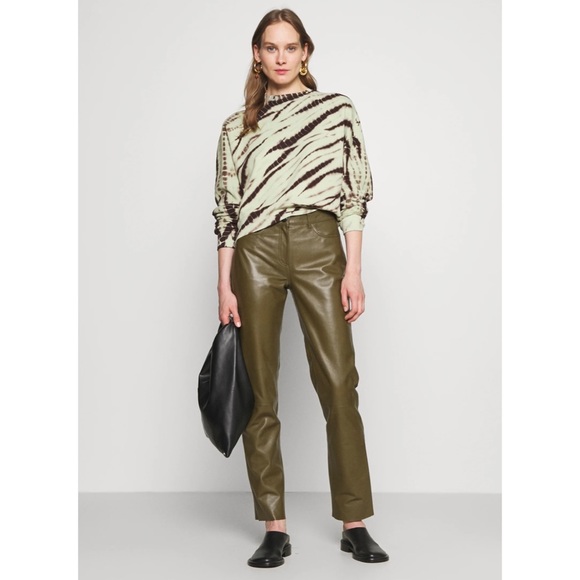 PROENZA SCHOULER • Mint/Brown White Label Modified Raglan Tie Dye Sweatshirt, XS - Picture 3 of 16